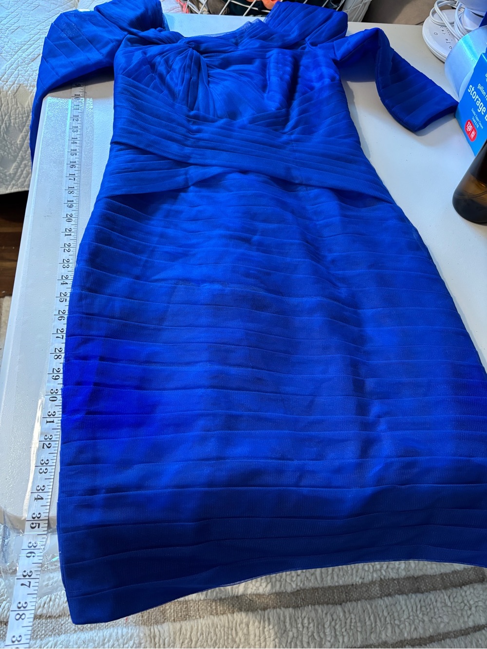 JJs House Royal Blue Cocktail Tulle Midi Dress Size 4-6 Prom Wiggle Dress Guest - Picture 9 of 12